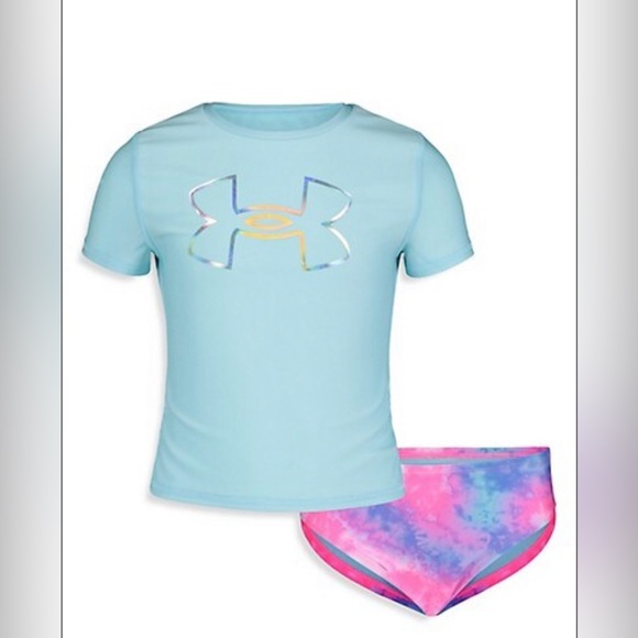 Under armour NWT Girl's 2-Piece Rashguard Top & Bikini Bottoms Set - Picture 1 of 1